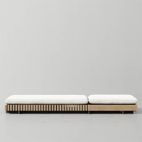 Chaise longue d'extérieur en teck, lit de soleil double, imperméable, mobilier en teck pour piscine, plage, hôtel, terrasse, chaises longues