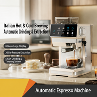 Máquina de Espresso Comercial Profesional de 20 Bares y Dos Grupos, 8 Modos, Molinillo de Granos de Café, Control Automático, Uso en Hoteles y Autocaravanas, de Fábrica