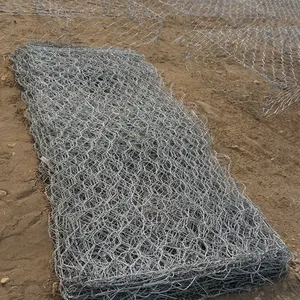 Kotak Gabion heksagonal galvanis, lubang heksagonal 80x100 2m x 1m x 1m