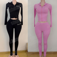Ensemble de survêtements de sport personnalisés Body Dupe pour femmes, combinaison de sport, jogging, veste à capuche zippée, legging, survêtement pour femmes, ensemble 2 pièces