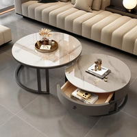 Table basse en pierre pour salon, utilisation domestique, style nordique moderne, circulaire, luxe léger, durable, montage facile