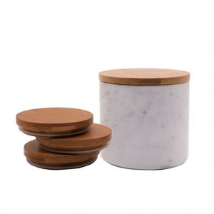 Tapas de madera para frascos de mármol, tapas de bambú reutilizables de grado alimenticio con rosca. - Product Image 1