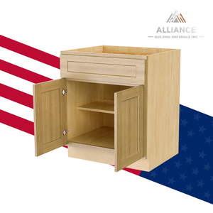 B24-B30 Armoire de cuisine en bois de chêne blanc de qualité supérieure New Jersey Armoires de cuisine modernes américaines en stock prêtes à monter - Product Image 1