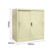 Armoire en acier moderne à profil bas, 2 portes coulissantes, verrouillage, rangement de fichiers en métal pour l'organisation du bureau