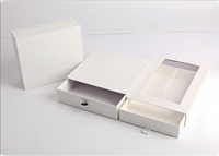 Boîte à fenêtre coulissante en PVC gris bronze rigide pour cravates et ceintures, écologique, blanc mat