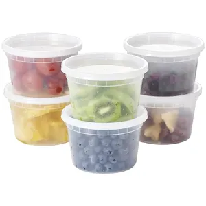 Deli Thực Phẩm Lưu Trữ Container Tái Sử Dụng Nhựa 16Oz Đa Chức Năng Trắng Nhựa Tiêm Hiện Đại Vòng Nhựa Tiền Gửi Cho Thực Phẩm