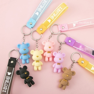 Llavero de Cuerda Trenzada de Colores para Niños y Niñas, Creativo Colgante de Animal de PVC, Llavero de Oso, Forma de Dibujos Animados de Goma, Llavero de Metal Duradero - Product Image 6