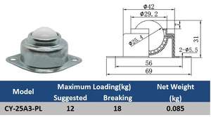 CY-25A-<span class=keywords><strong>PL</strong></span>流量输送机中型钢旋转脚轮全球，带POM塑料球和ABS滚轮铁全向轮 - Product Image 4