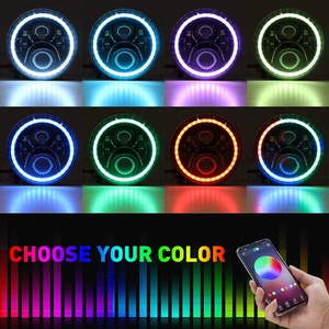 ไฟหน้า LED ด้านหน้าขนาด 7 นิ้ว รุ่น JK พร้อมไฟวงแหวนไล่สีแบบ DRL Angel Eye ควบคุมผ่านแอป ADT + ไฟตัดหมอก RGB ขนาด 4 นิ้ว - Product Image 2