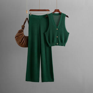 Conjunto de 2 Piezas de Moda para Mujer: Chaleco sin Mangas con Cuello en V y Pantalones de Pierna Recta de Cintura Alta - Product Image 6