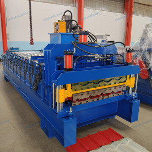 Machine de formage à rouleaux double couche pour tuiles émaillées et tôles de toiture trapézoïdales, découpe hydraulique PLC - Product Image 2
