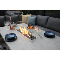 Canapé d'extérieur moderne au gaz propane en aluminium en forme de L pour jardin, cour, hôtels et fermes