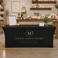 Housse de table ajustée en spandex personnalisée par sublimation, avec logo imprimé, extensible, rectangulaire, pour décoration de salon professionnel