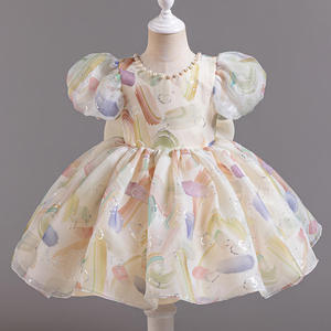 Abito da <span class=keywords><strong>Cerimonia</strong></span> Formale di Lusso per Bambine, Vestito Elegante da Principessa con Fiori per Matrimoni ed Eventi Estivi - Product Image 3