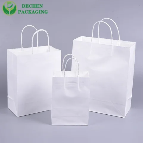 Bolsas de papel blanco con manijas al por mayor