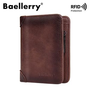 Baellerry Men's Bi-Fold Leather <b>Wallet</b> With Zipper And Coin Pocket <b>RFID</b> Protection Dark Brown - Product Image 5