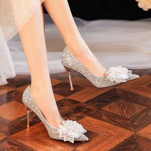 New <b>glitter</b> applique stiletto heels <b>shoes</b> wedding pointed-toe casual <b>shoes</b> high-quality high heels <b>shoes</b> <b>for</b> <b>women</b> - Product Image 5
