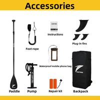 Planche de paddle gonflable 335x83x15cm Haute capacité 190kg avec pagaie, pompe, aileron, leash et sac – Kit complet