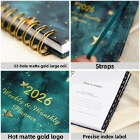 Carnet de notes A5 personnalisé 2026 avec spirale, agenda et journal en anglais avec élastique