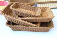 Panier de Rangement Rectangulaire en Rotin PP Fait Main, Panier en Rotin pour Fruits et Légumes, Panier à Pain de Présentation