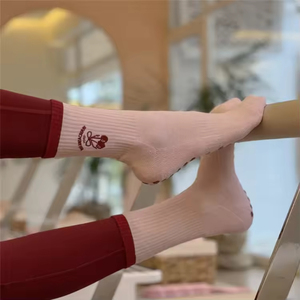 <b>Customized</b> Cute Embroidery Non-Slip <b>Socks</b> – Thick Pilates Yoga Ballet <b>Grip</b> <b>Socks</b> with Custom Logo for Women - Product Image 6