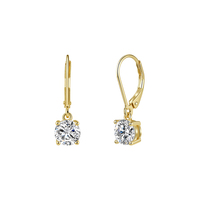 Boucles d'oreilles pendantes en argent sterling 925 avec fermoir à levier, zircone cubique ronde 8A, solitaires faites à la main, bijoux fins pour femmes