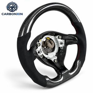 Volant de course en fibre de carbone Carbonxin 3 branches noir avec surpiqûres rouges - Product Image 2