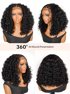 Perruques Tressées Boho Sans Colle 5x5 Cheveux Humains Densité 250% Courtes Bob Tresses Sans Nœuds Boho Perruque Frontale 13x6 Cheveux Vietnamiens Prête à l'Emploi - Product Image 4
