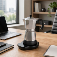 Cafetière électrique à expresso, cafetière moka en aluminium, machine à café portable, fonction maintien au chaud, couvercle transparent, outil de cuisine à domicile