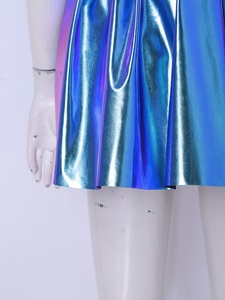 Vestidos Holográficos Metálicos para Mujer, Vestido Corto con un Hombro Descubierto, Vestido Ajustado para Fiesta, Rave, Festival, Club, Espectáculos, Personalizado - Product Image 5