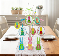 Pendentifs décoratifs suspendus en bois colorés pour Pâques, motif lapin, collection Pioneer Effort, imperméables et durables, pour décoration extérieure de Pâques