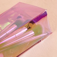 Sac en PVC coloré holographique transparent effet arc-en-ciel, petit sac de maquillage refermable en PVC avec fermeture éclair blanche – Vente chaude