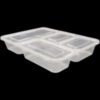 Boîte bento rectangulaire en plastique jetable, hermétique et compatible micro-ondes, avec compartiments, pour plats à emporter et emballages de déjeuner