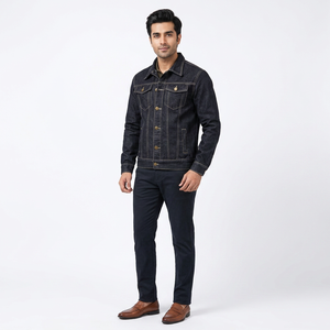 Wholesale 100% Cotton Male Blank <b>Jeans</b> <b>Jacket</b> Suppliers Plain Washed Vintage <b>Black</b> Custom Mens Denim <b>Jacket</b> - Product Image 1