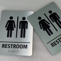 Panneau WC en aluminium brossé avec signalisation tactile ADA en braille, lettrage 3D en relief, pour hommes et femmes, idéal pour hôtels, bureaux, centres commerciaux et salles de bain commerciales