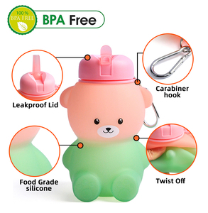 New Arrival Foldable Silicone Sports Cute <b>Bear</b> Silicone Water <b>Bottle</b> Botella De Agua De Silicona Collapsible Water <b>Bottle</b> - Product Image 2