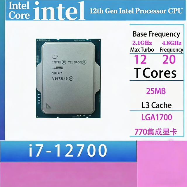 For Intel Core I7-12700 CPU 2.10GHz 12Cores 20Threads 25MB L3   LGA1700  Threads Unit Desktop Computer