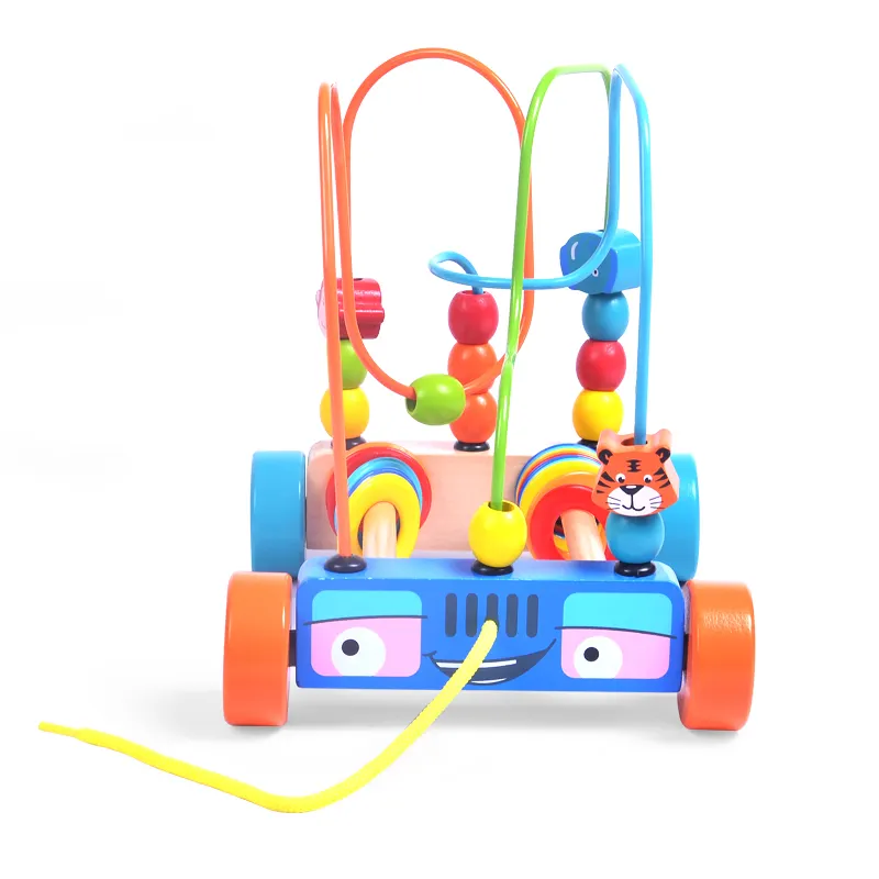Brinquedo educativo puxar ao longo dos anéis, labirinto de madeira, brinquedo, madeira com plástico 0 a 24 meses, 2 a 4 anos de madeira, plástico ac6625