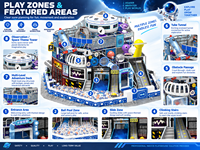 Aire de jeux intérieure pour enfants, au design futuriste et galactique, pour centres commerciaux et centres de divertissement familial