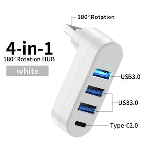 Mini ABS rotatif à 180 degrés OEM Guangdong USB 3.0 + 2.0 Hub USB-A + USB-C 4 ports 5Gbps transfert de données 5G + 480Mbps répartiteur ordinateur portable - Product Image 4