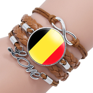 Design europeo bandiera nazionale del paese Infinity Love braccialetti in pelle marrone avvolgente braccialetto di moda del produttore - Product Image 2