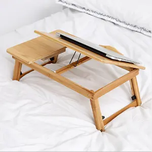 Столик для чтения для кровати, поднос, столик для ноутбука с выдвижным ящиком, регулируемая черная бамбуковая домашняя мебель, картонный стол для ноутбука, компьютерный стол, 1 шт.