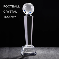 Trofeo de cristal de copa de cristal al por mayor, trofeo de fútbol en blanco personalizado, placas conmemorativas de campeón para fútbol, trofeo de cristal