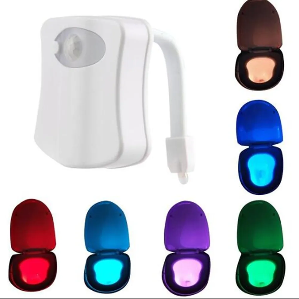 Smart Motion Sensor Toilet Seat Night Light 8 Colors Waterproof Backlight For Toilet Bowl LED Luminaria Lamp WC Toilet Light