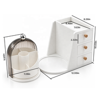 Support de rangement cosmétique en bambou haut de gamme, grand support de rangement pour maquillage détachable, organisateur de rangement avec seau rotatif pour la chambre à coucher