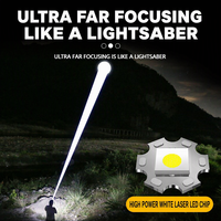 Lampe torche rechargeable portable, laser blanc, zoom, affichage numérique, lumière puissante, torche pour situations d'urgence, camping en plein air