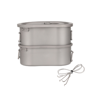 Cacerola de titanio de alta calidad para acampar y cazar al aire libre con asas tipo mariposa, cantimplora de 740 ml, plato/tazón de 380 ml - Product Image 3