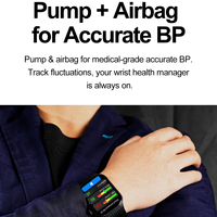 Reloj Inteligente con Bomba de Aire Tipo Air Bag, Pantalla Táctil AMOLED, Asistente de Voz con IA, Control de Música, Resistente al Agua IP68, Caja de Metal