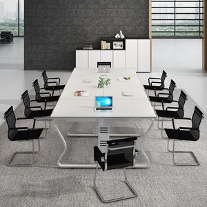 Nuevo modelo de lujo, mesa de reuniones de oficina de madera moderna minimalista, escritorio de conferencias, 4/6/8/10 personas, tamaño personalizable extensible - Product Image 3