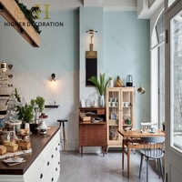 Comptoir de boulangerie en bois massif pour l'aménagement intérieur de boulangeries de luxe, présentoir de comptoir à café recyclable